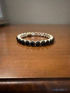 Plunder Design Essie Magnetic Bangle Bracelet with Black Gemstones